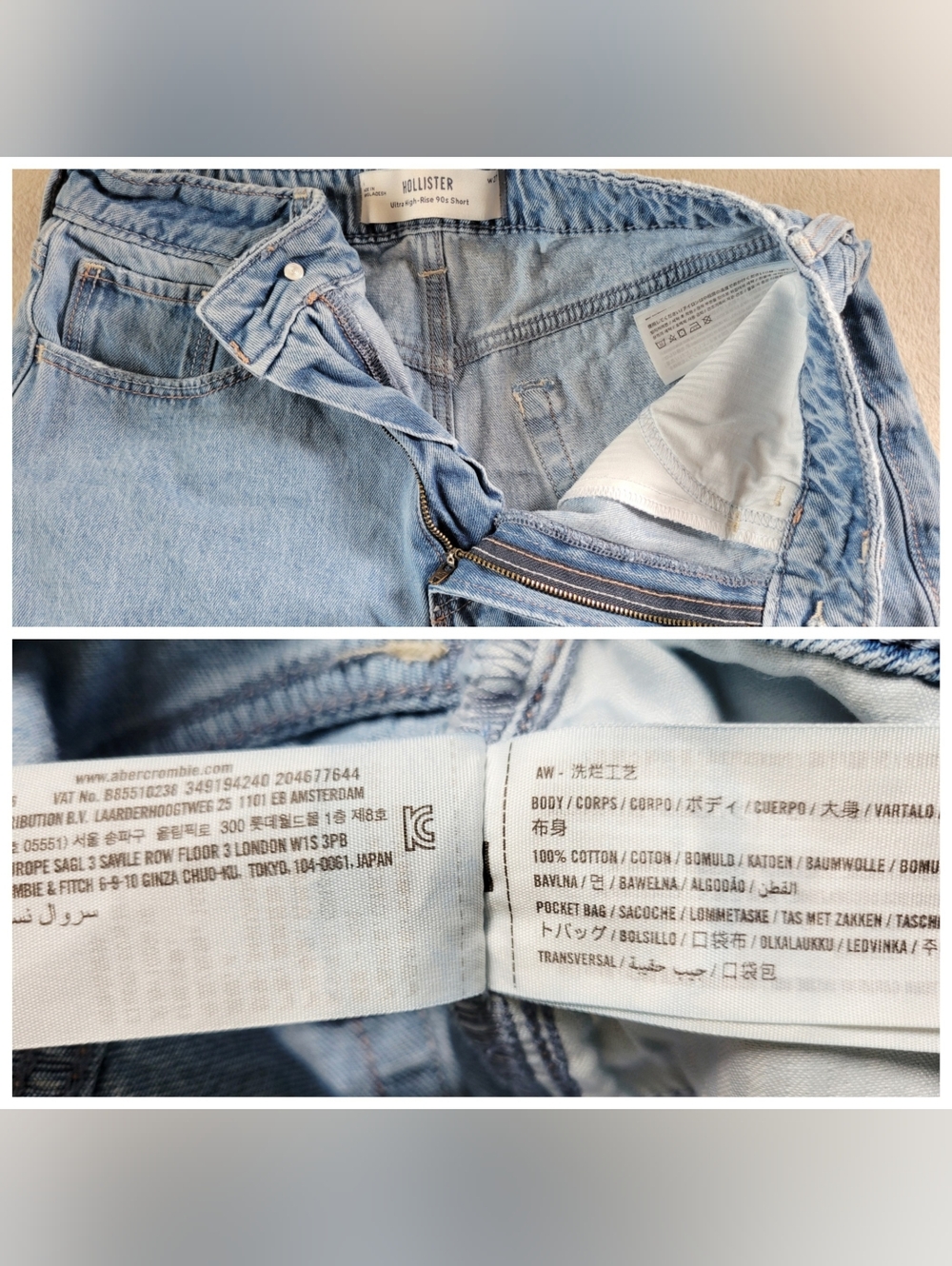 American Eagle Outfitters High Waist Denim Blue & Pink Cargo Shorts - Picture 13 of 16